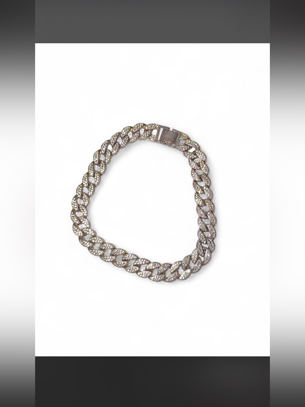 Silver Crystal Cuban Link Dog Collar - Premium Bling - 18”